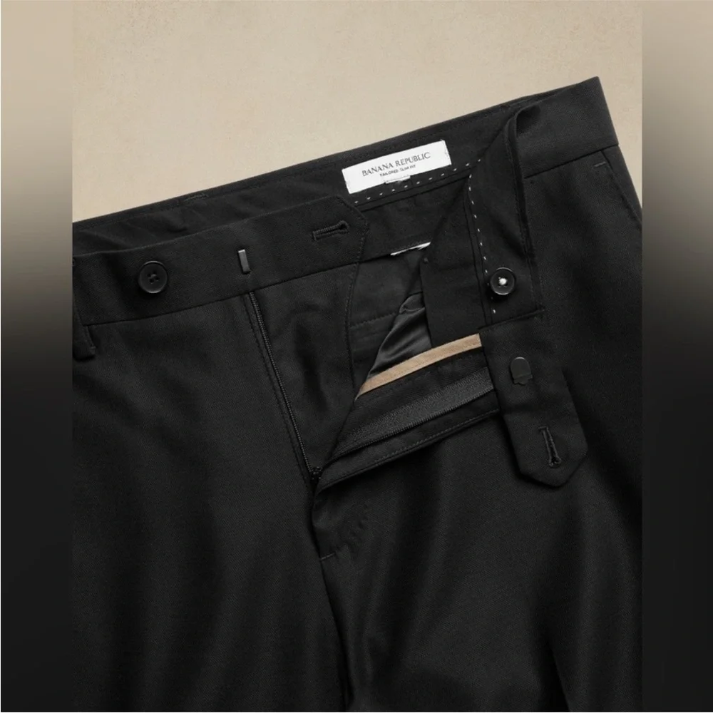 NWT! Banana Republic Black Signature Italian Hopsack Suit Pant